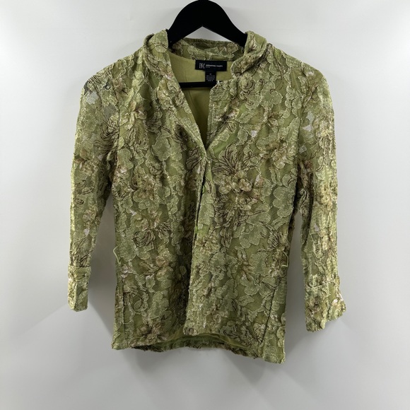 INC International Concepts Tops - International Concepts Petites Green Lace Quarter Sleeve Button Down Top Size M